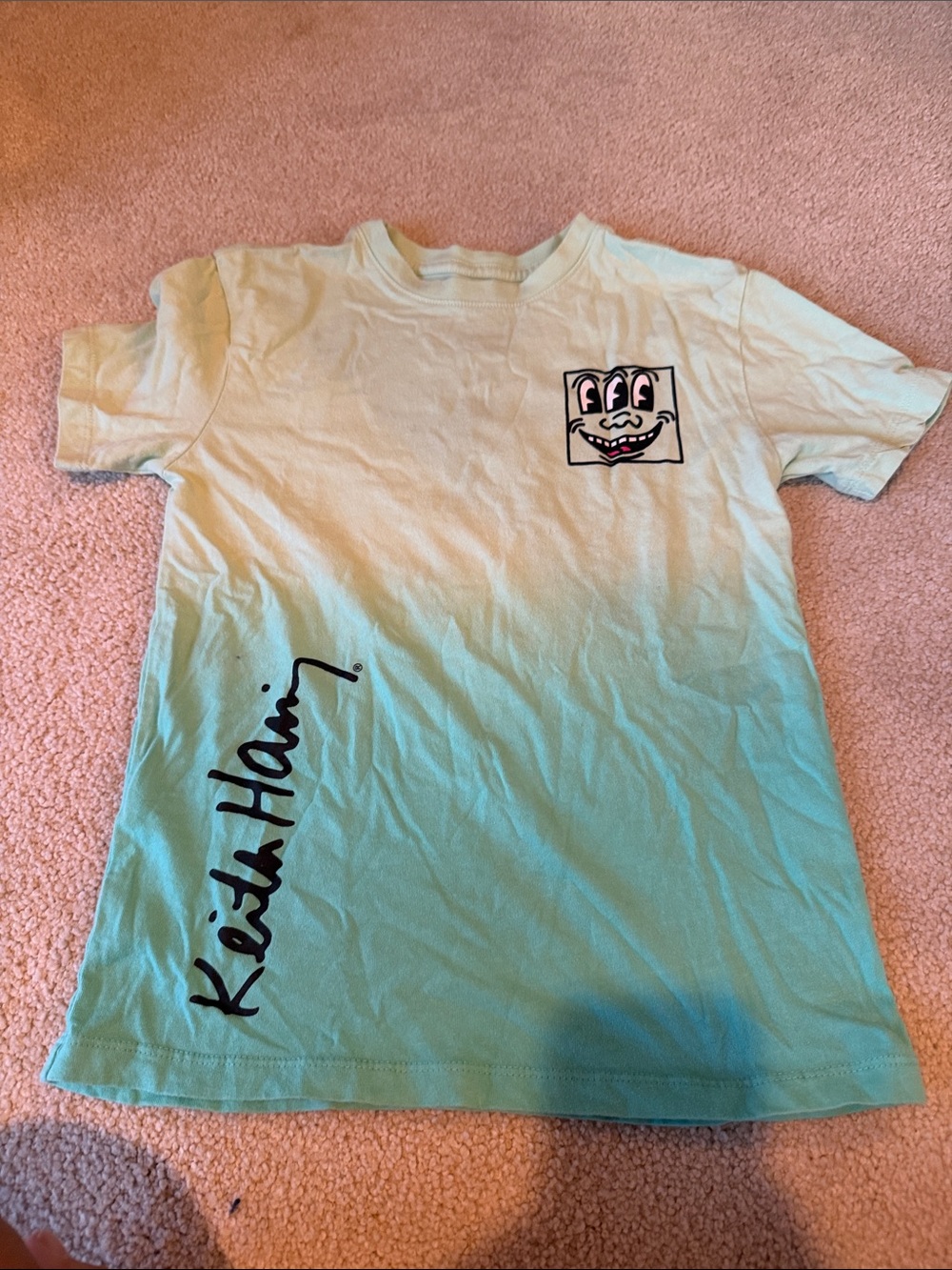 Kids Aqua Ombre Graphic Tee with Signature Script